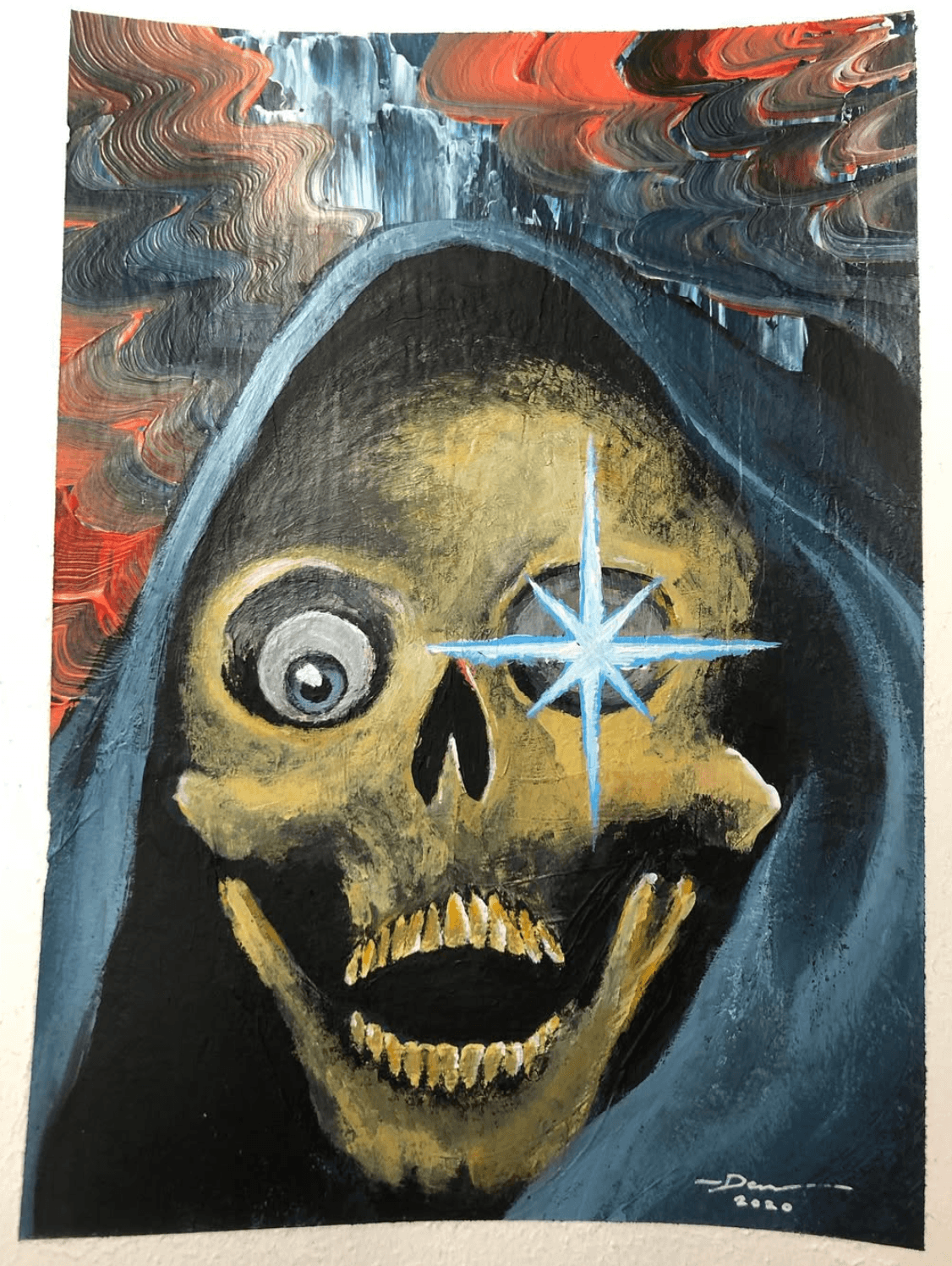 Hooded skull figure artwork in the Sanguine collection.