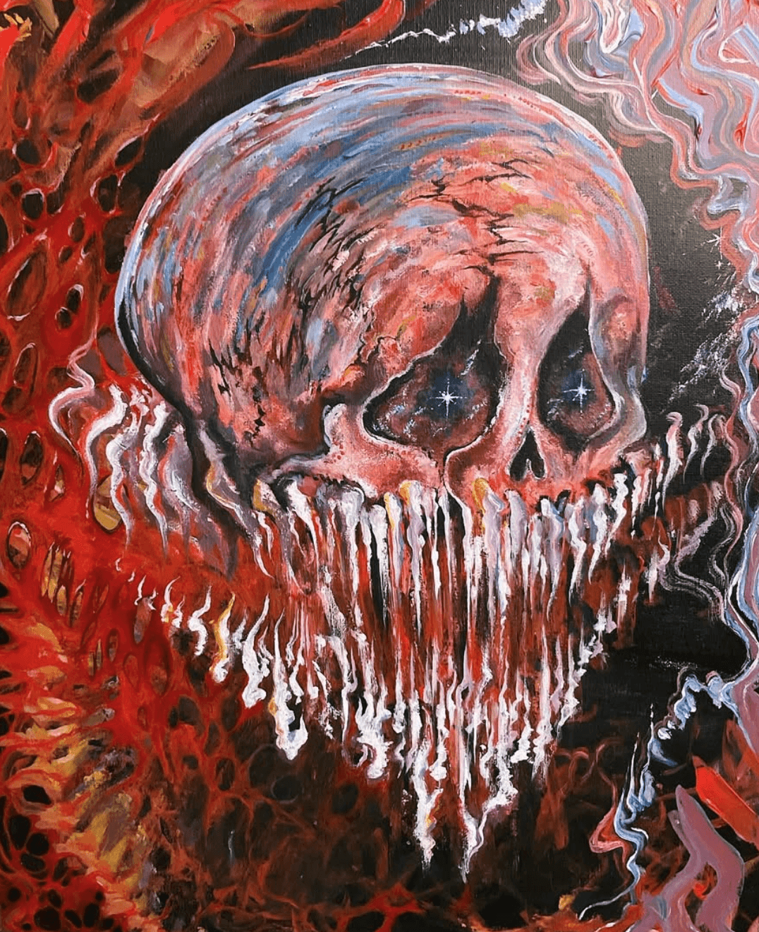 Skull artwork connected to The Cosmic Joke and the universe.